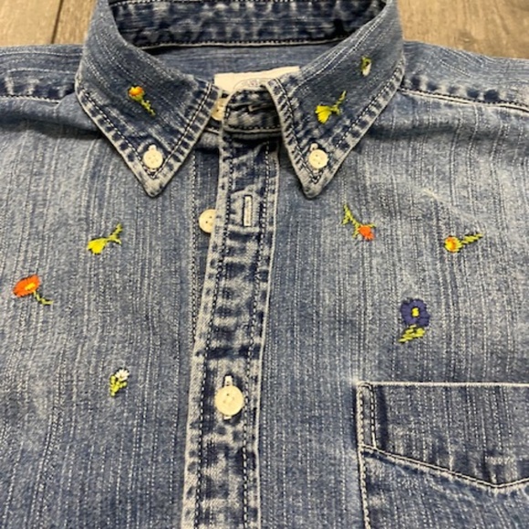 BAPE A Bathing Ape Women's Denim Floral Button Up Shirt Size S - Picture 4 of 11